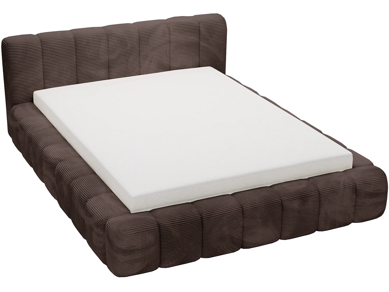 Cord-Doppelbett 180x200 Bolonia - mit Bettkasten und Holzlattenrost, Bett Braun