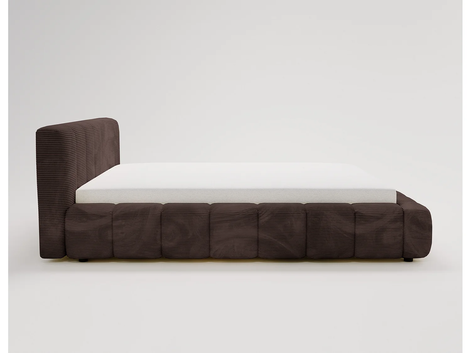 Cord-Doppelbett 180x200 Bolonia - mit Bettkasten und Holzlattenrost, Bett Braun