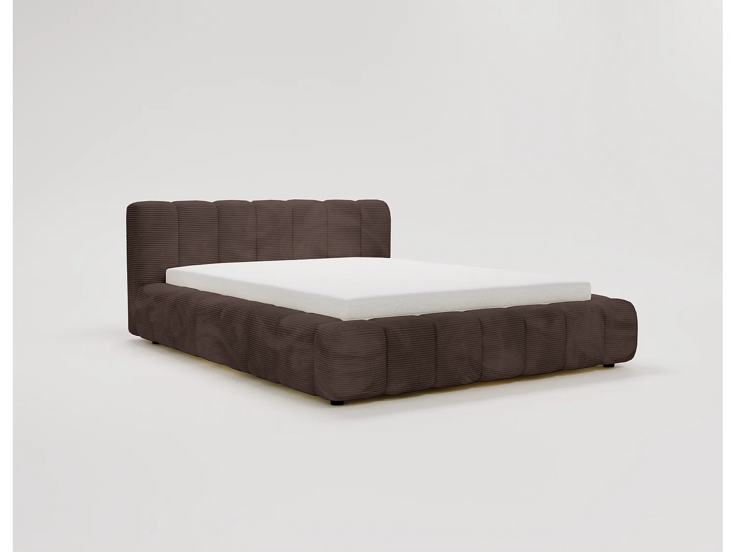 Cord-Doppelbett 180x200 Bolonia - mit Bettkasten und Holzlattenrost, Bett Braun