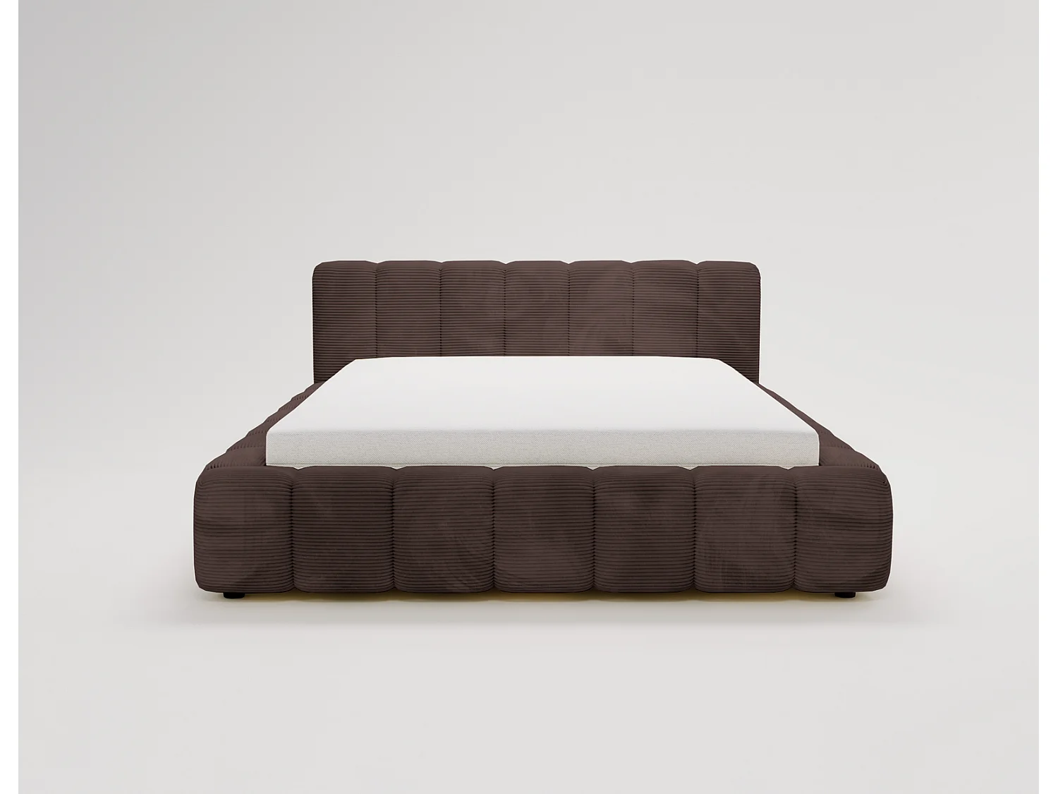 Cord-Doppelbett 180x200 Bolonia - mit Bettkasten und Holzlattenrost, Bett Braun