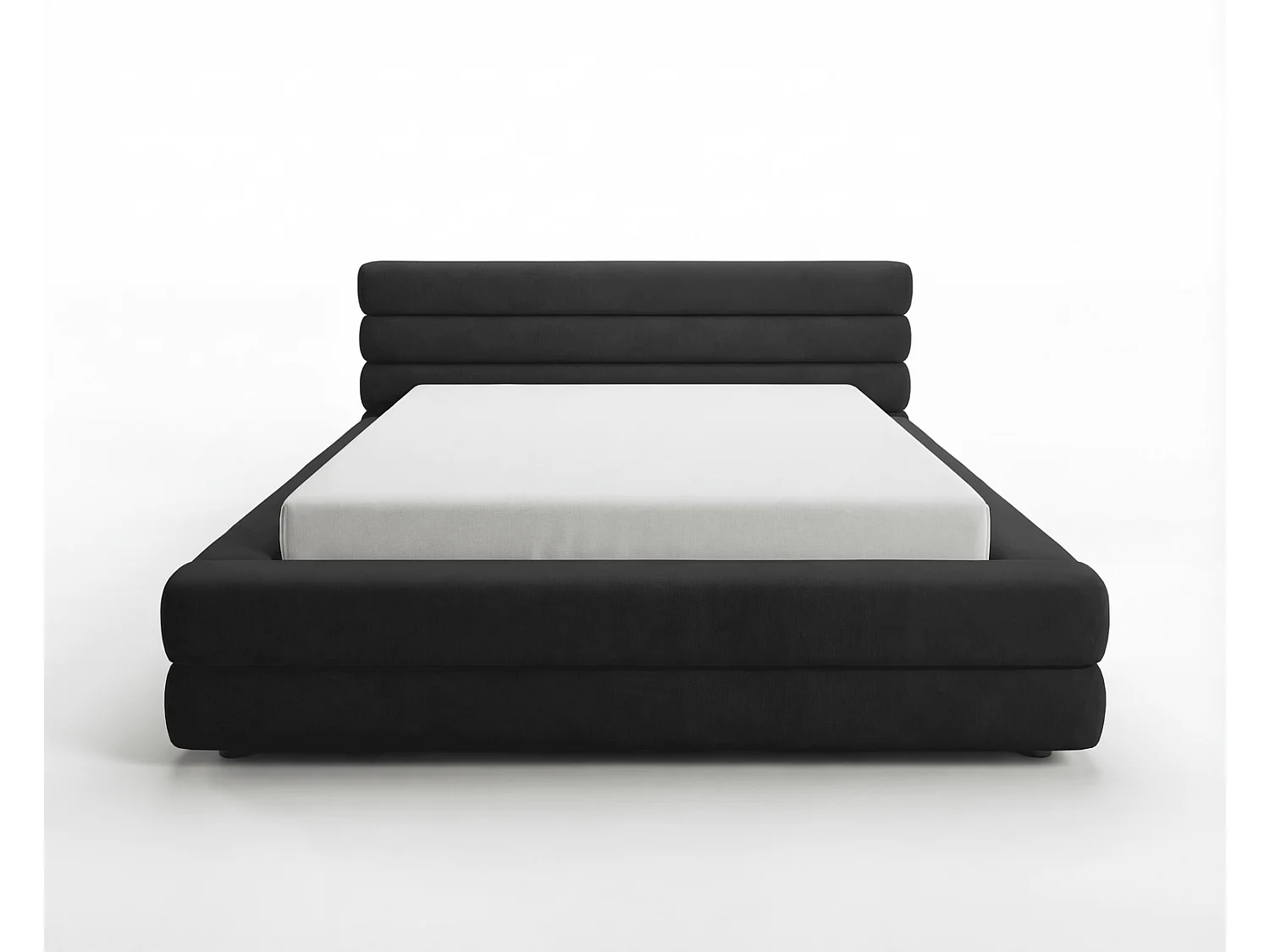 Lit double 180x200 cm Elias avec rangement, style moderne, sommier en bois, noir