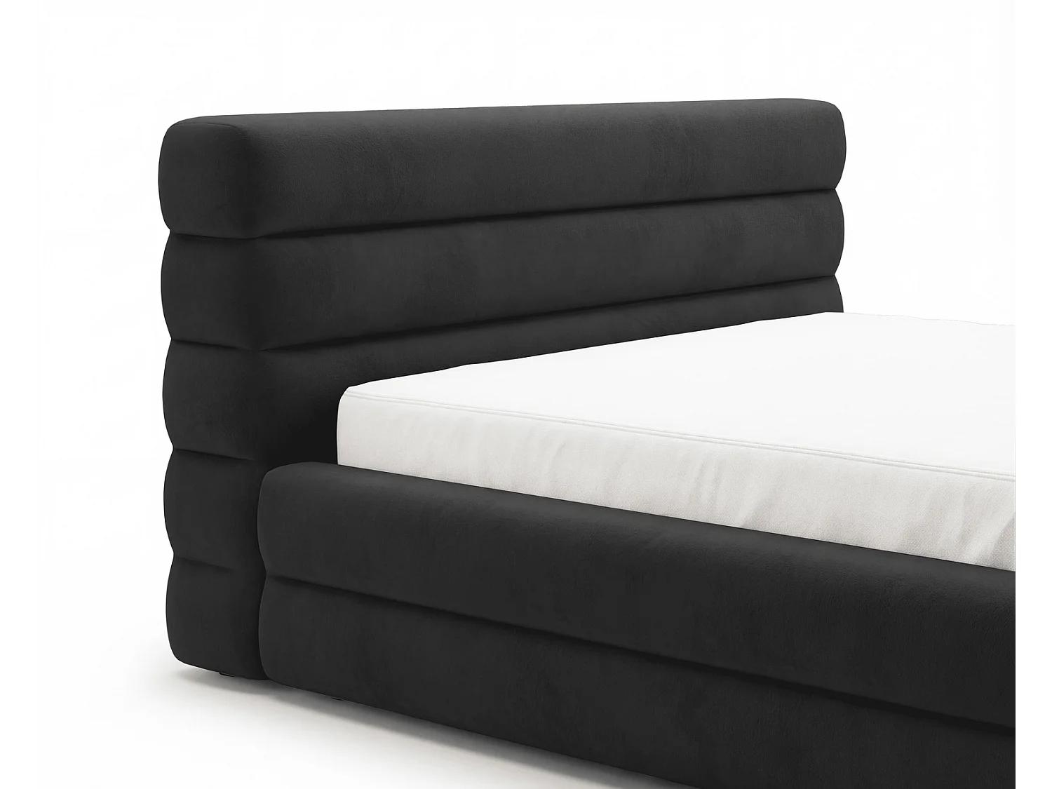 Lit double 160x200 cm Elias avec rangement, style moderne, sommier en bois, noir