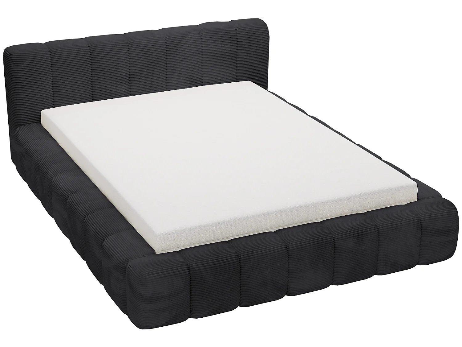 Cord-Doppelbett 160x200 Bolonia - mit Bettkasten und Holzlattenrost, Bett Schwarz