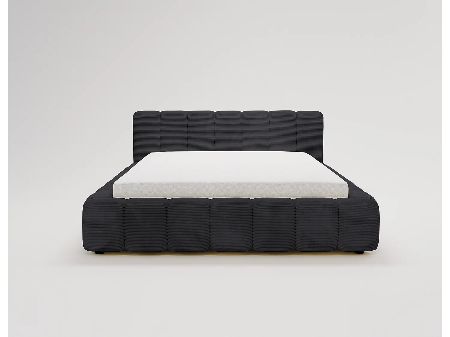 Cord-Doppelbett 160x200 Bolonia - mit Bettkasten und Holzlattenrost, Bett Schwarz