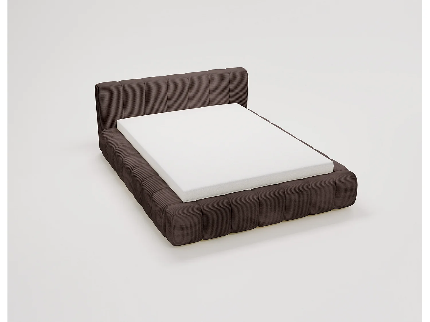Cord-Doppelbett 160x200 Bolonia - mit Bettkasten und Holzlattenrost, Bett Braun