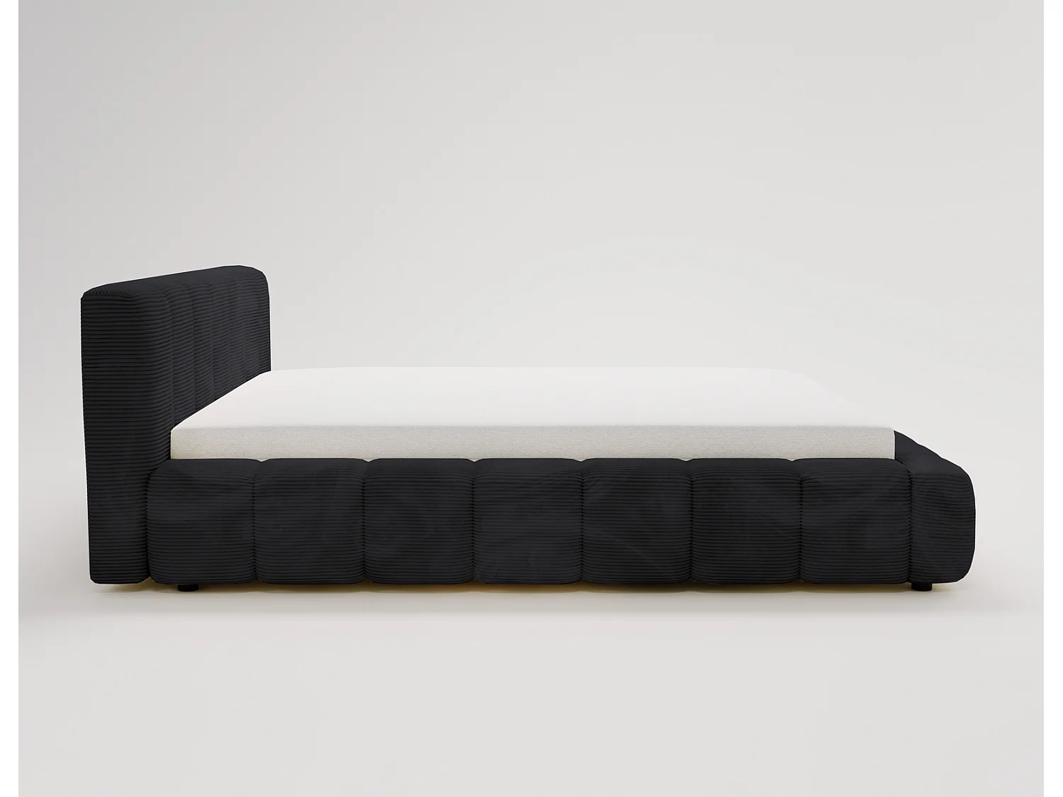 Cord-Doppelbett 180x200 Bolonia - mit Bettkasten und Holzlattenrost, Bett Schwarz