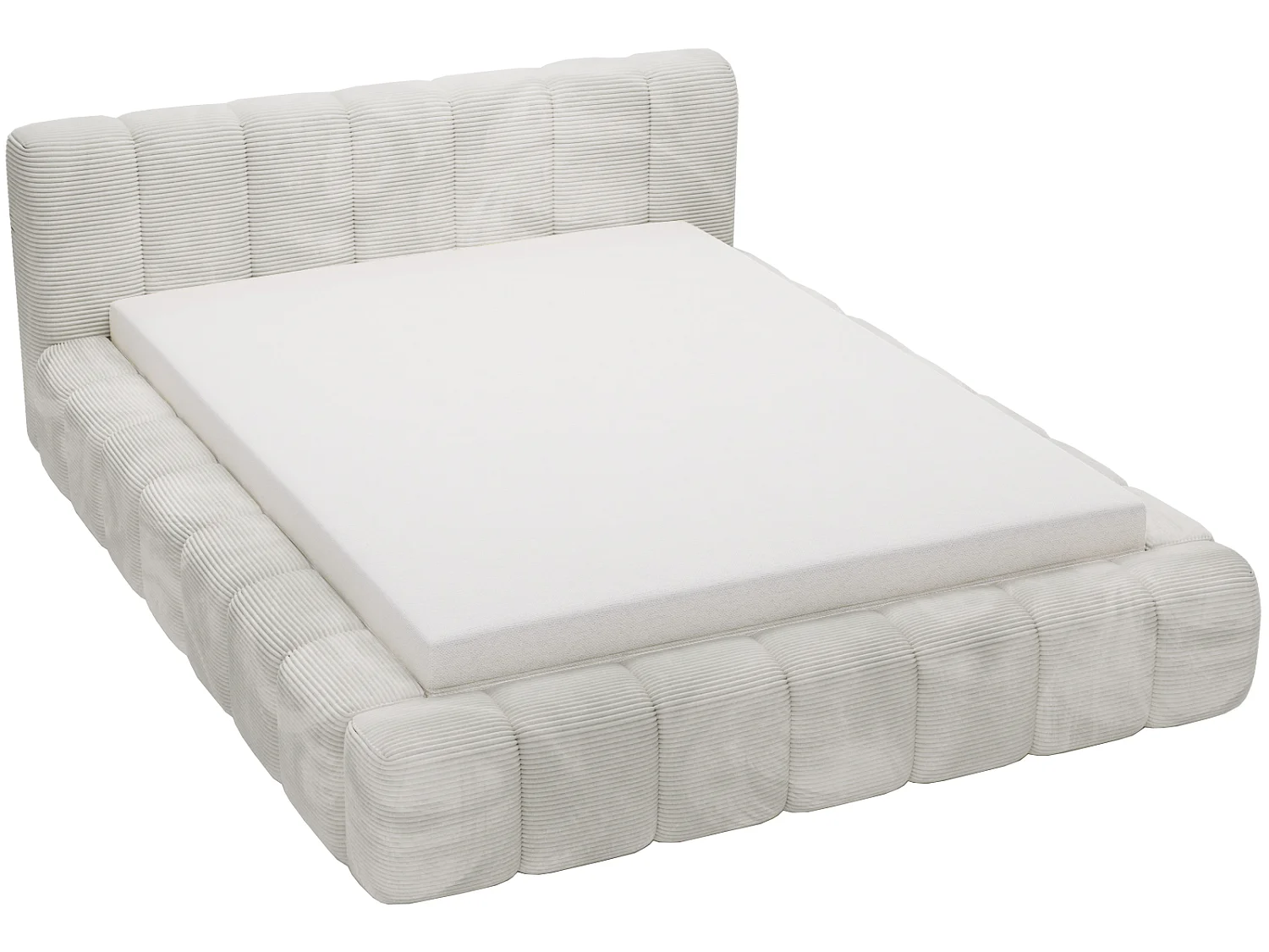 Cord-Doppelbett 180x200 Bolonia - mit Bettkasten und Holzlattenrost, Bett Hellgrau
