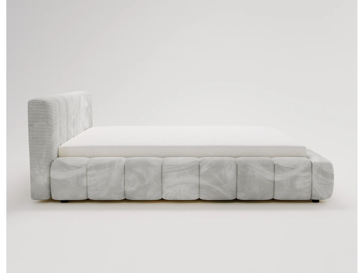Cord-Doppelbett 180x200 Bolonia - mit Bettkasten und Holzlattenrost, Bett Hellgrau