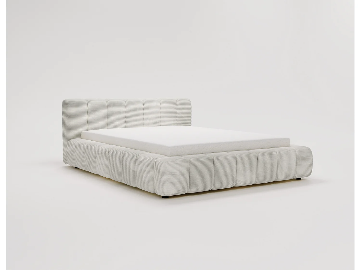 Cord-Doppelbett 180x200 Bolonia - mit Bettkasten und Holzlattenrost, Bett Hellgrau