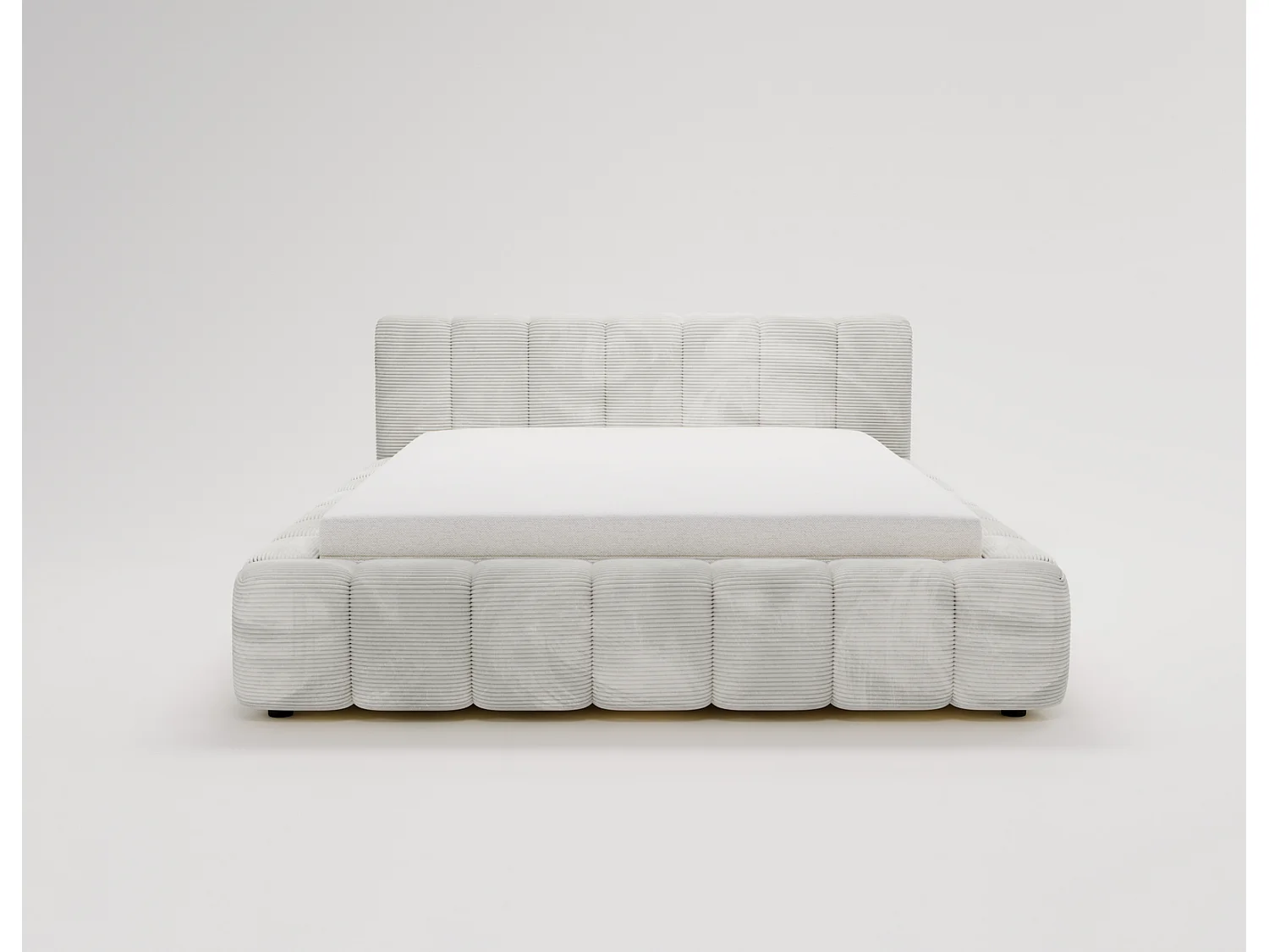 Cord-Doppelbett 140x200 Bolonia - mit Bettkasten und Holzlattenrost, Bett Hellgrau