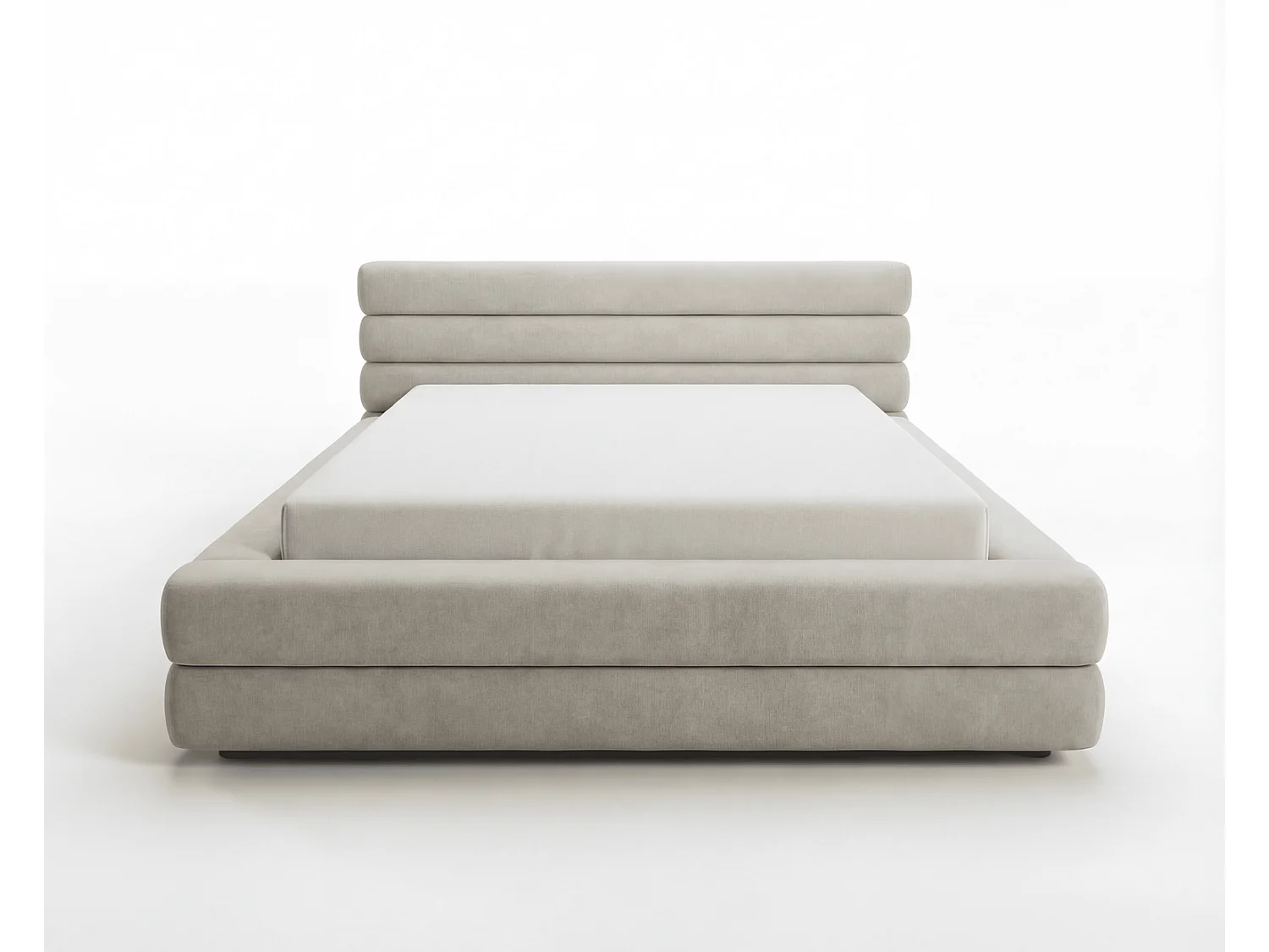 Lit double 160x200 cm Elias avec rangement, style moderne, sommier en bois, beige