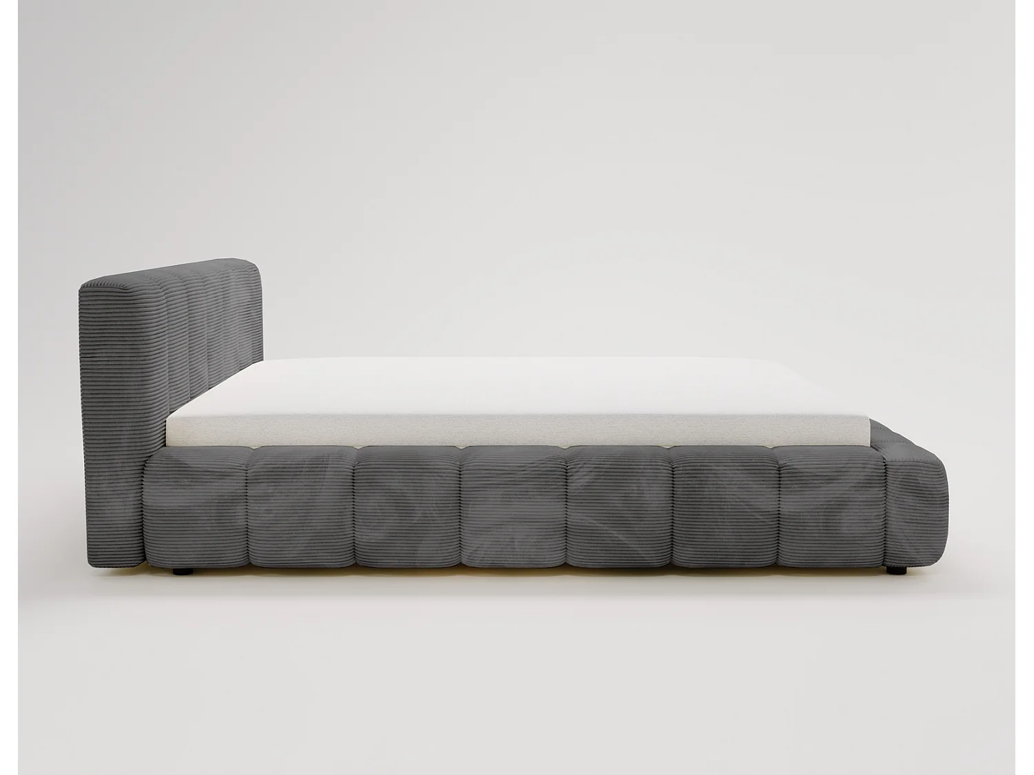 Cord-Doppelbett 180x200 Bolonia - mit Bettkasten und Holzlattenrost, Bett Dunkelgrau
