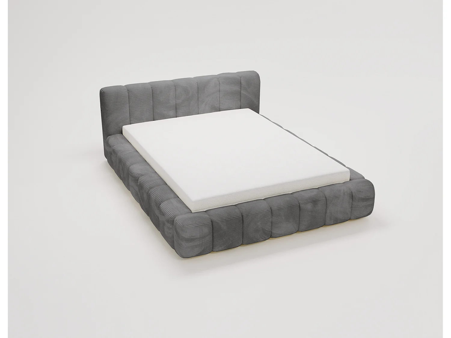 Cord-Doppelbett 180x200 Bolonia - mit Bettkasten und Holzlattenrost, Bett Dunkelgrau
