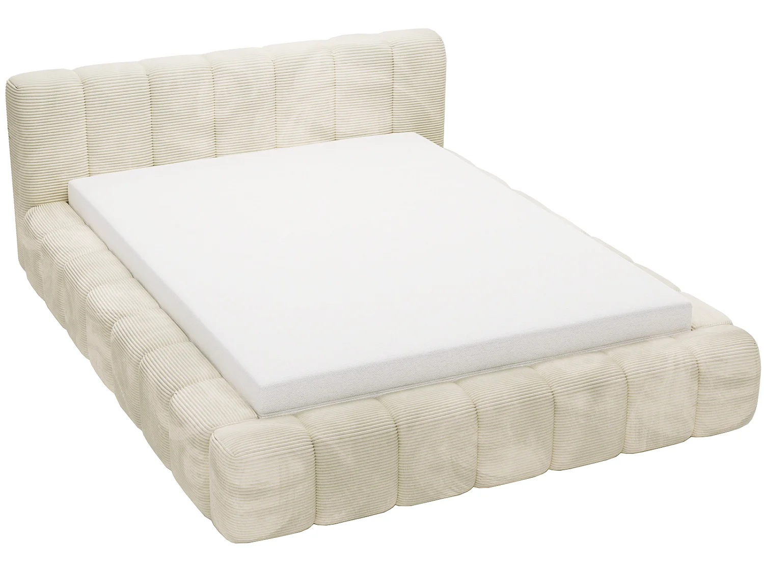 Cord-Doppelbett 160x200 Bolonia - mit Bettkasten und Holzlattenrost, Bett Beige