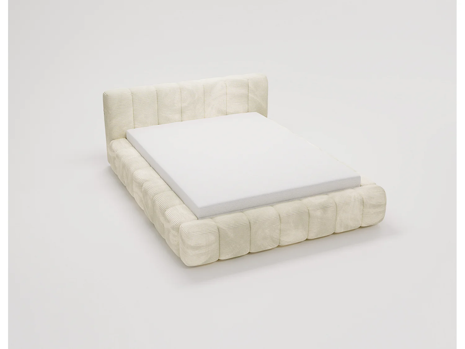 Cord-Doppelbett 160x200 Bolonia - mit Bettkasten und Holzlattenrost, Bett Beige