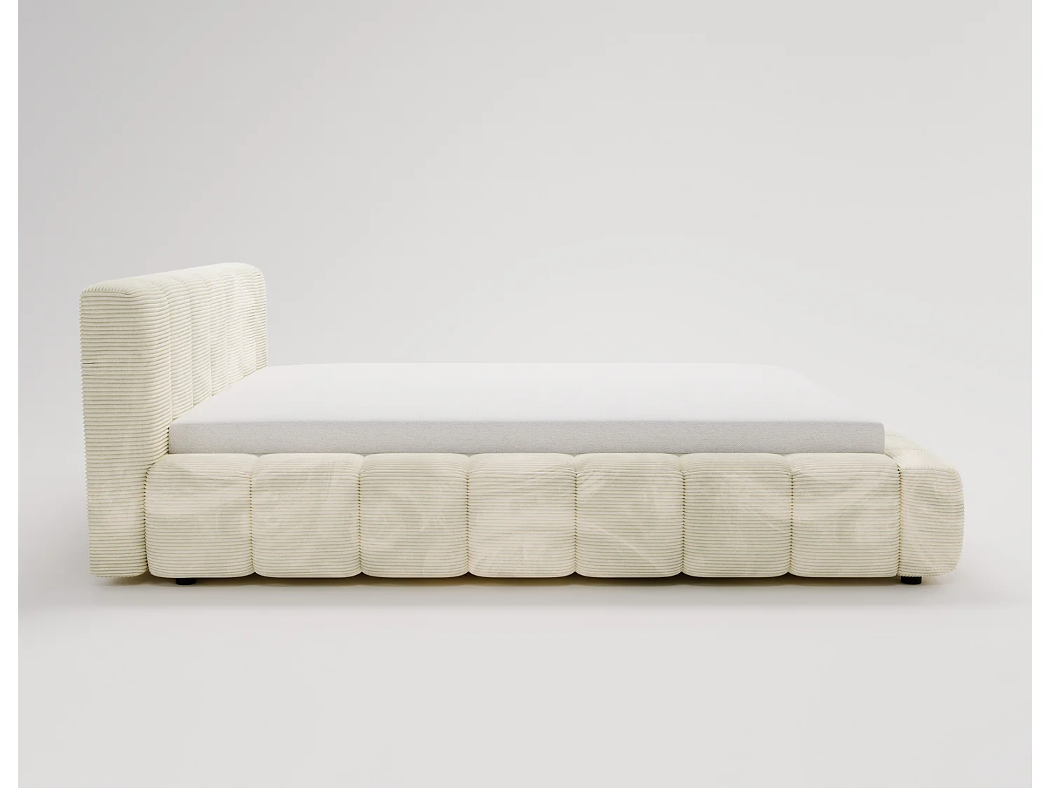 Cord-Doppelbett 140x200 Bolonia - mit Bettkasten und Holzlattenrost, Bett Beige