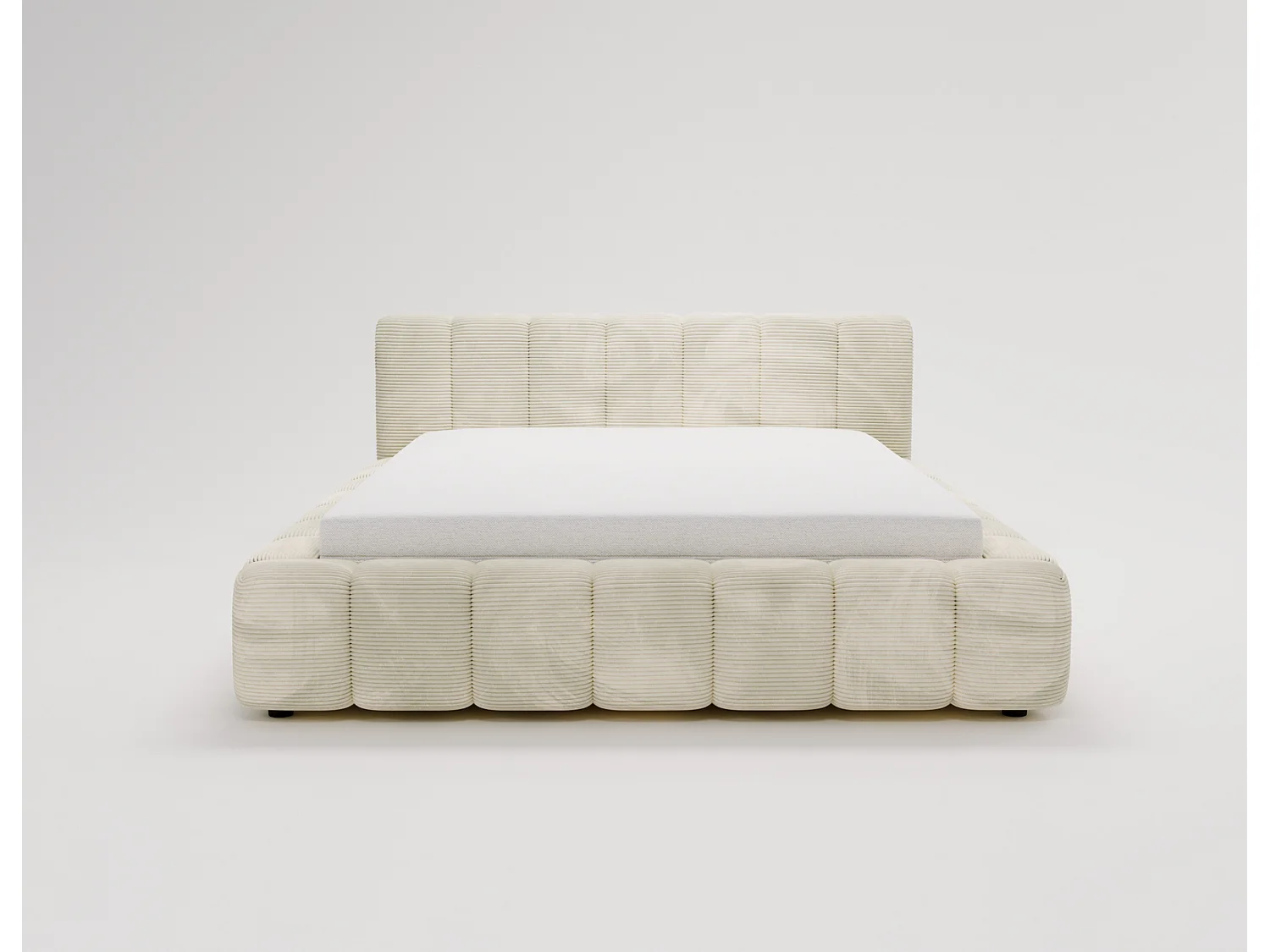 Cord-Doppelbett 140x200 Bolonia - mit Bettkasten und Holzlattenrost, Bett Beige