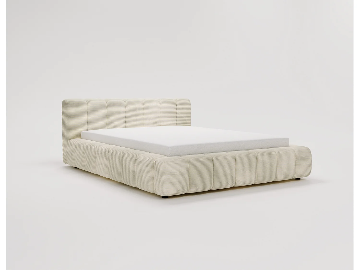 Cord-Doppelbett 140x200 Bolonia - mit Bettkasten und Holzlattenrost, Bett Beige