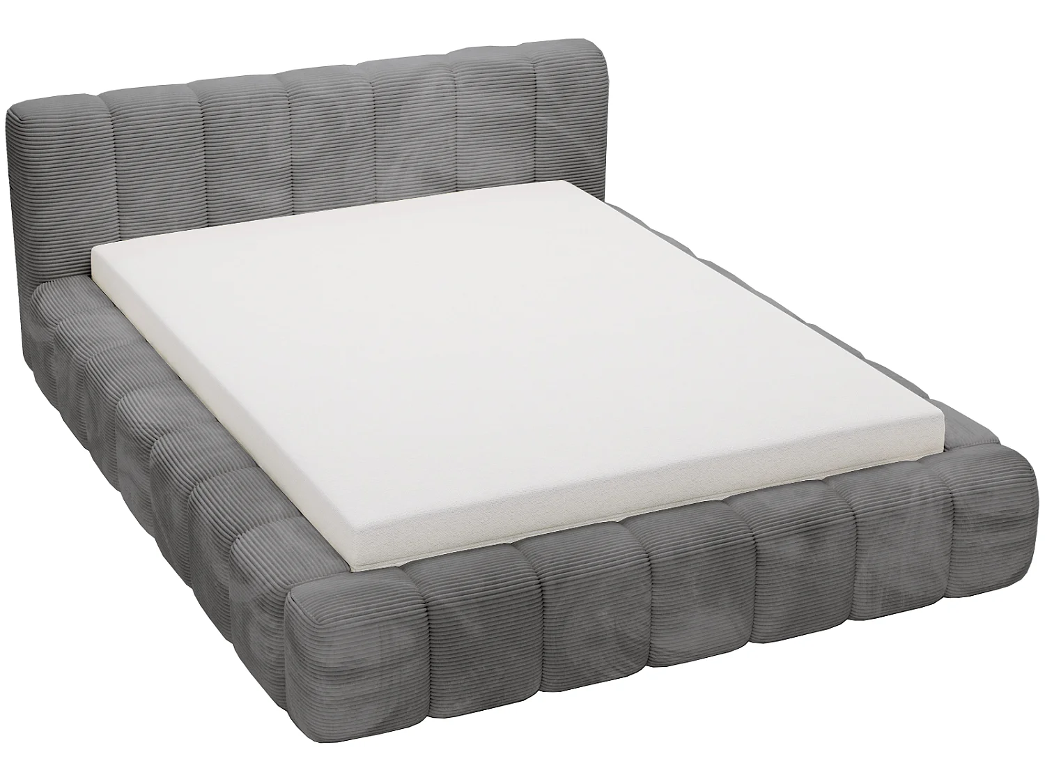 Cord-Doppelbett 160x200 Bolonia - mit Bettkasten und Holzlattenrost, Bett Dunkelgrau