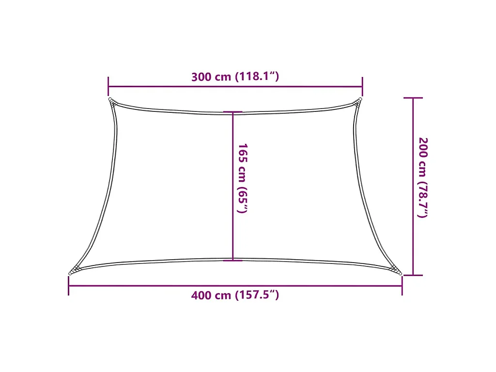 Sonnensegel 160 g/m² Schwarz 3/4x2 m HDPE