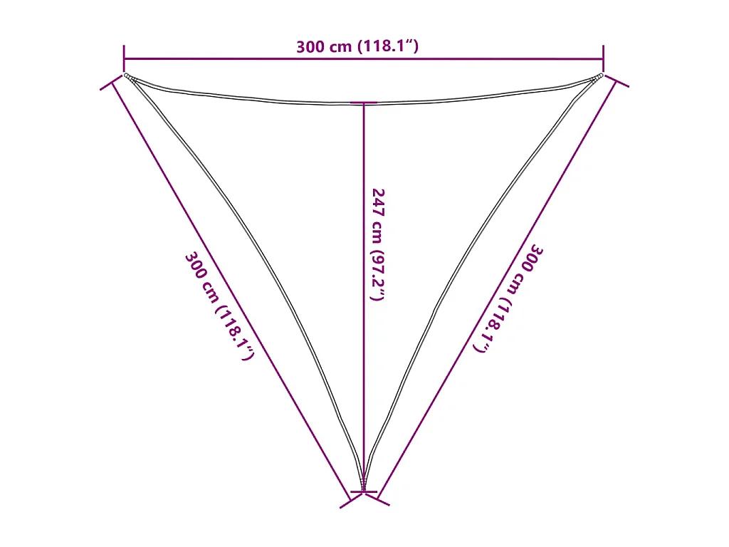 Sonnensegel 160 g/m² Weiß 3x3x3 m HDPE