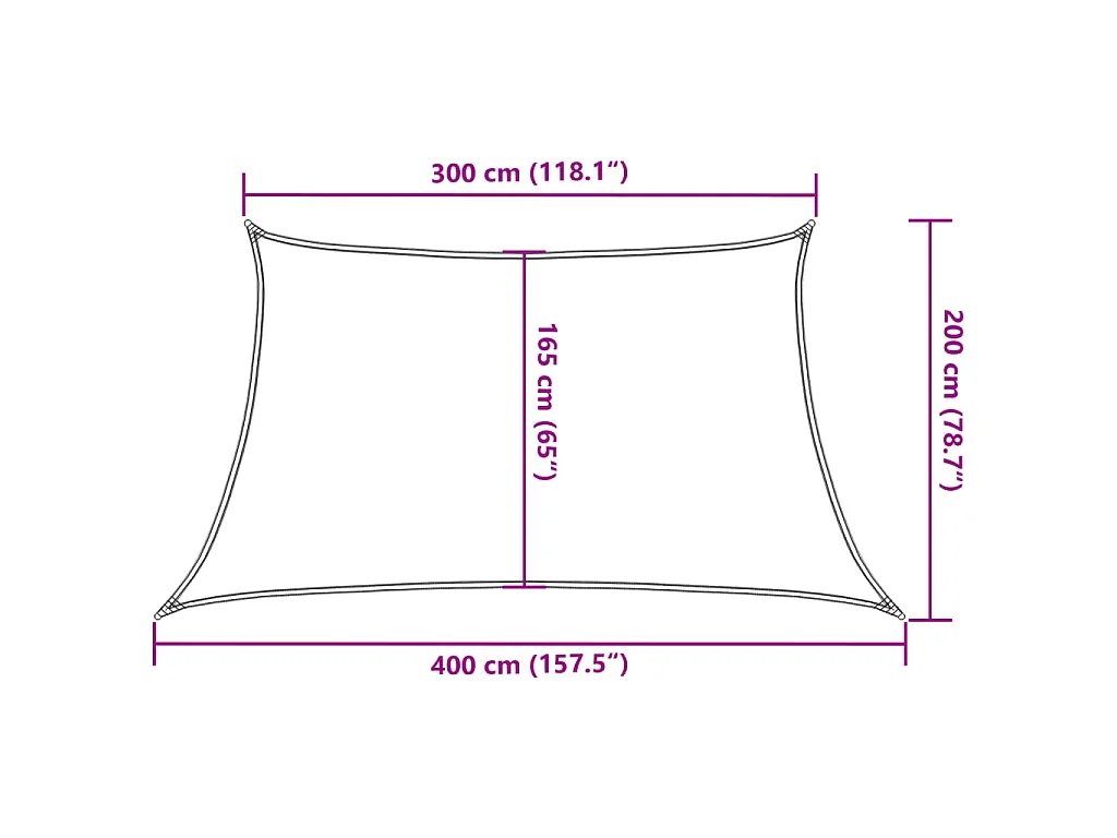 Sonnensegel 160 g/m² Weiß 3/4x2 m HDPE