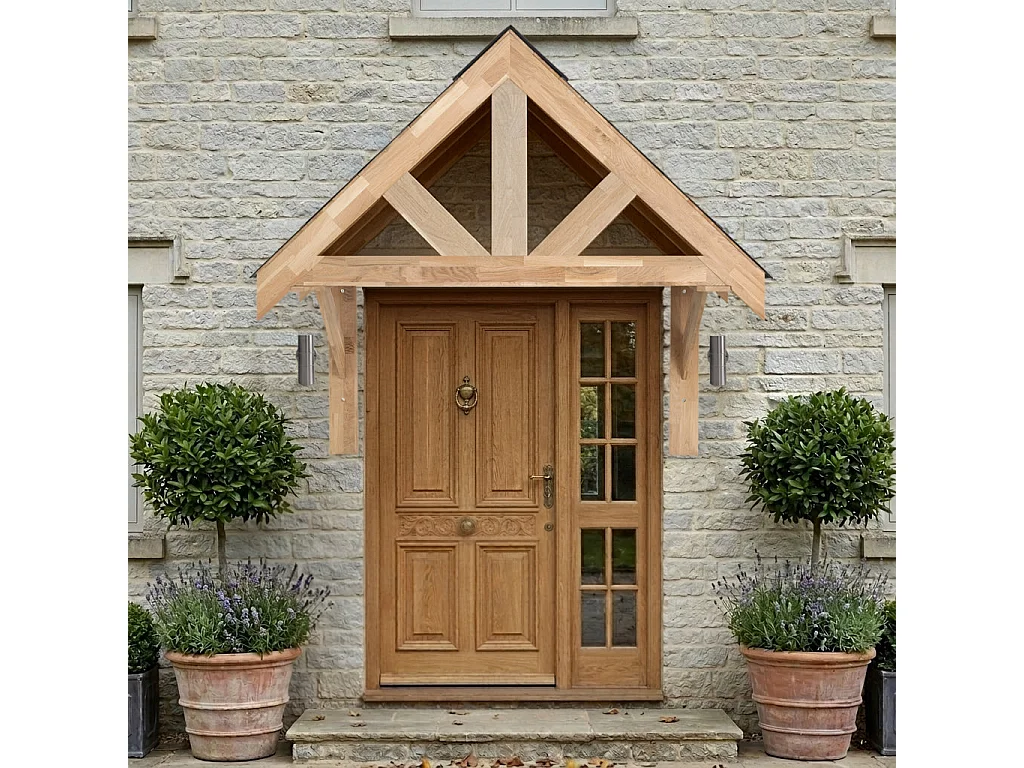 Tettoia Portico Rovere Massello 1400 mm Luce Interna Luci Parete