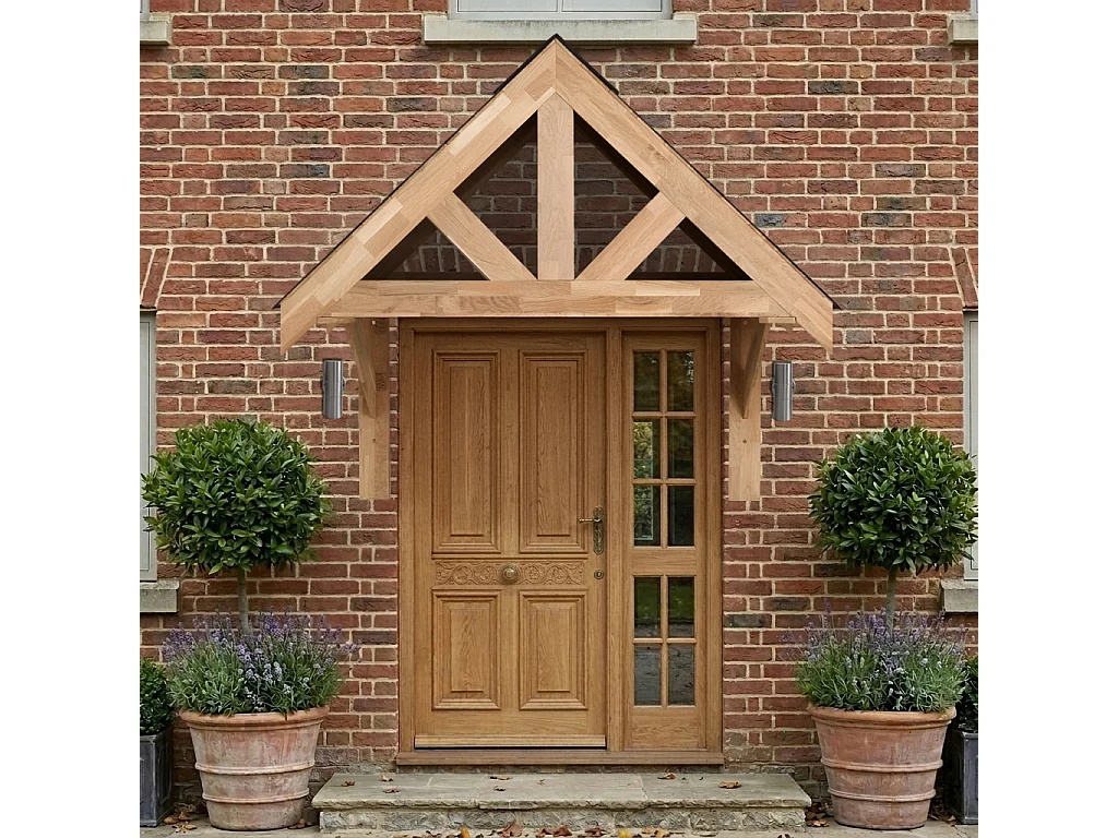 Tettoia Portico Rovere Massello 1400 mm Luce Interna Luci Parete