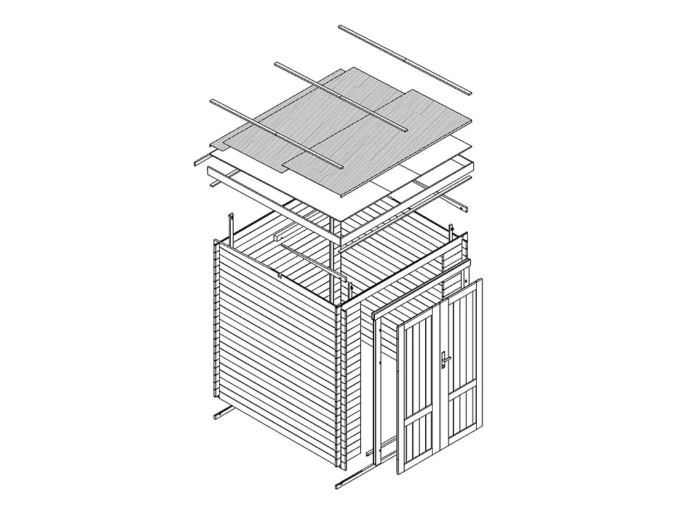 Holz Gartenhaus - 3.53 m² / 204x204xH200 cm - M309F1