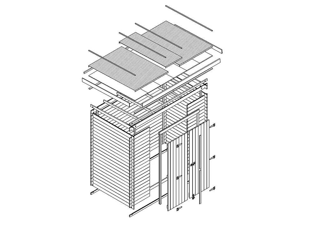 Holz Gartenhaus - 2.63 m² / 142x239xH200 cm - M310C1