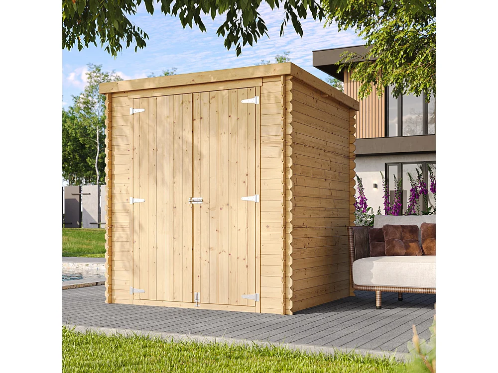 Holz Gartenhaus mit imprägniertem boden - 3.53 m² / 204x204xH206 cm - M309C1+M309G