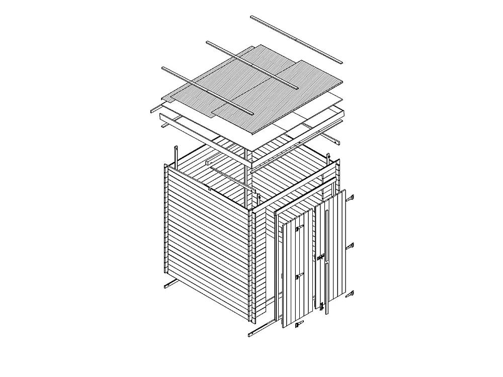 Holz Gartenhaus - 3.53 m² / 204x204xH200 cm - M309C1