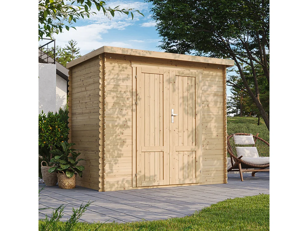 Holz Gartenhaus mit imprägniertem boden - 2.63 m² /142x239xH206 cm - M310F1+M310G