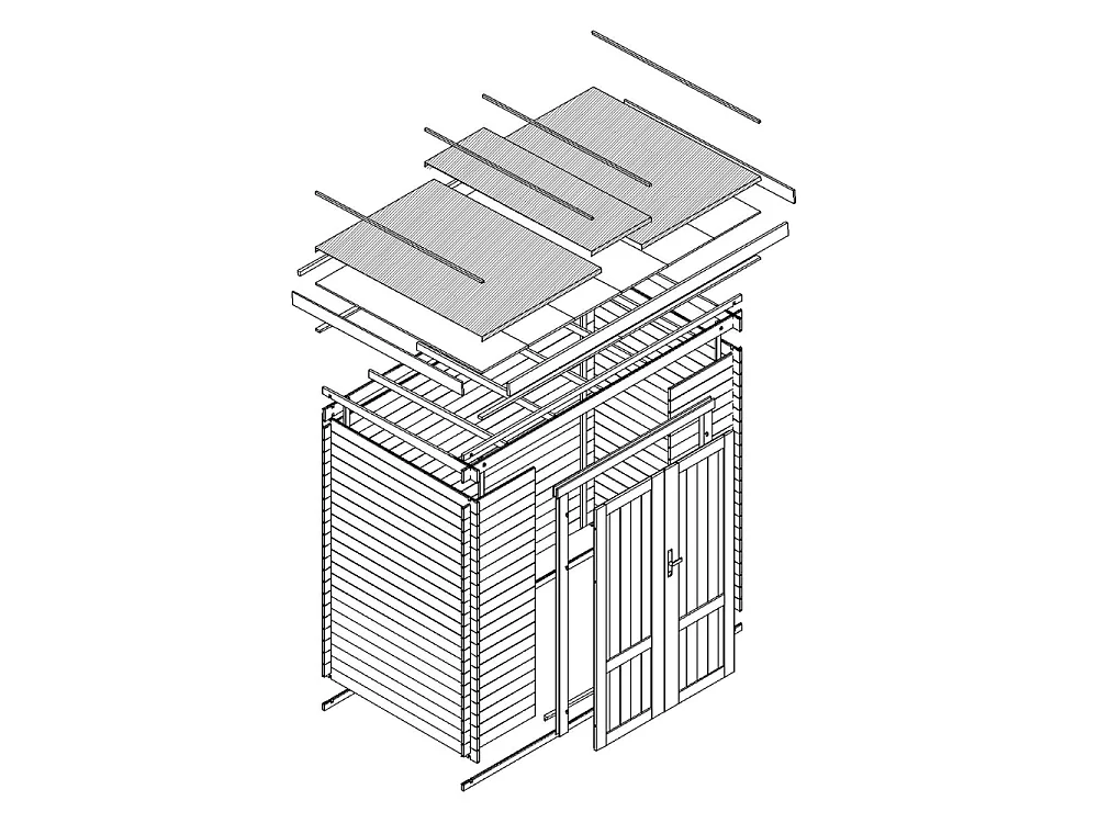 Holz Gartenhaus mit imprägniertem boden - 2.63 m² /142x239xH206 cm - M310F1+M310G