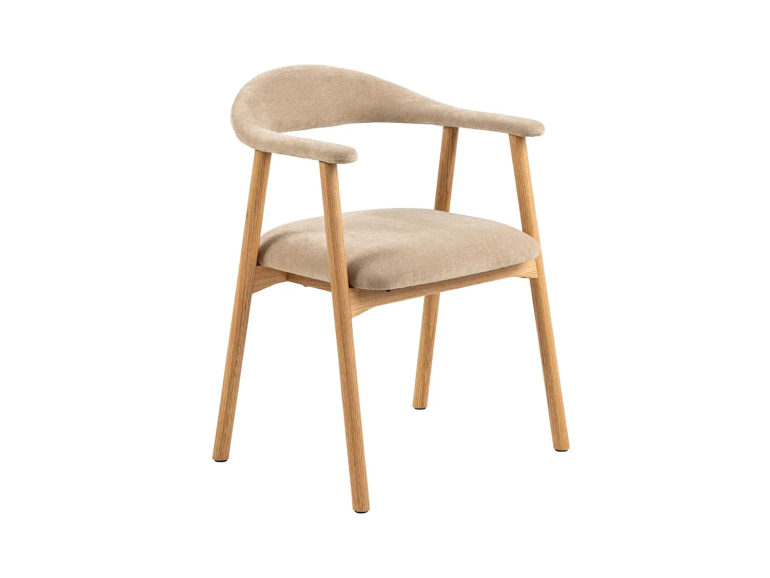 Chaises de salle à manger en chêne et tissu beige (lot de 2) - ELYA