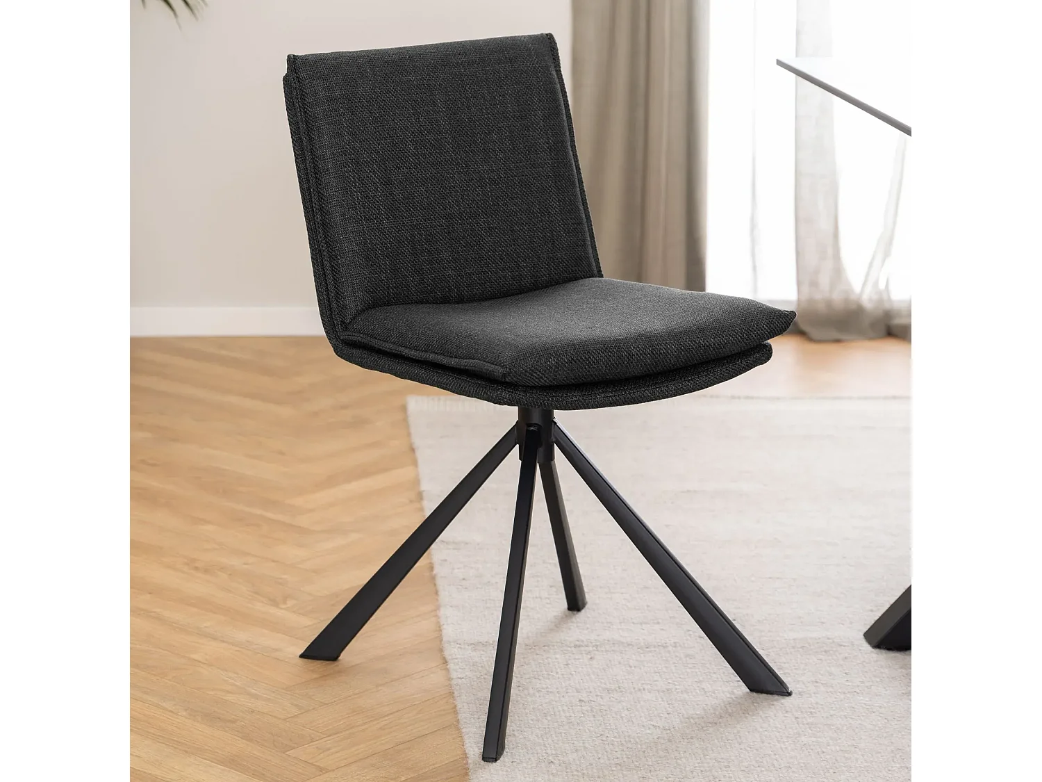 Chaise pivotante contemporaine de salle à manger en tissu - KELLY