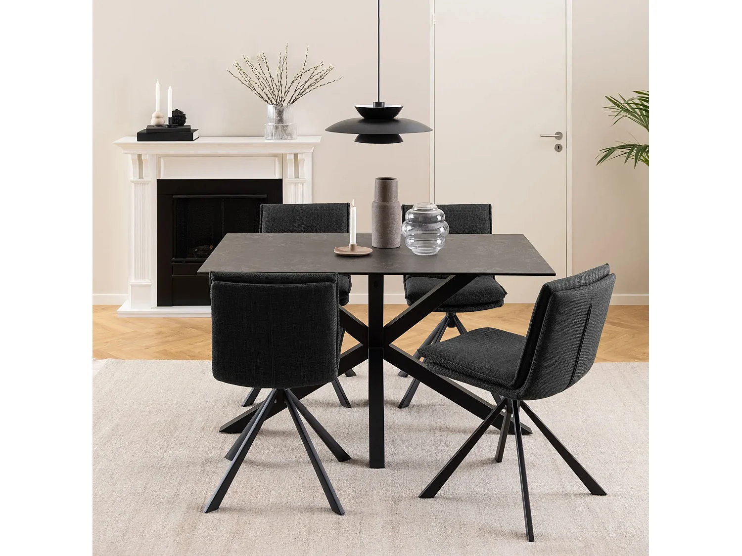 Chaise pivotante contemporaine de salle à manger en tissu - KELLY