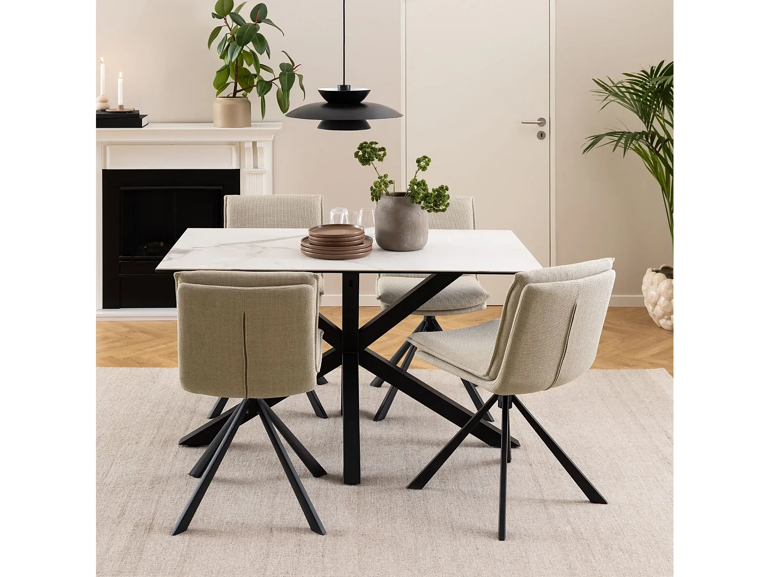 Chaise pivotante contemporaine de salle à manger en tissu - KELLY