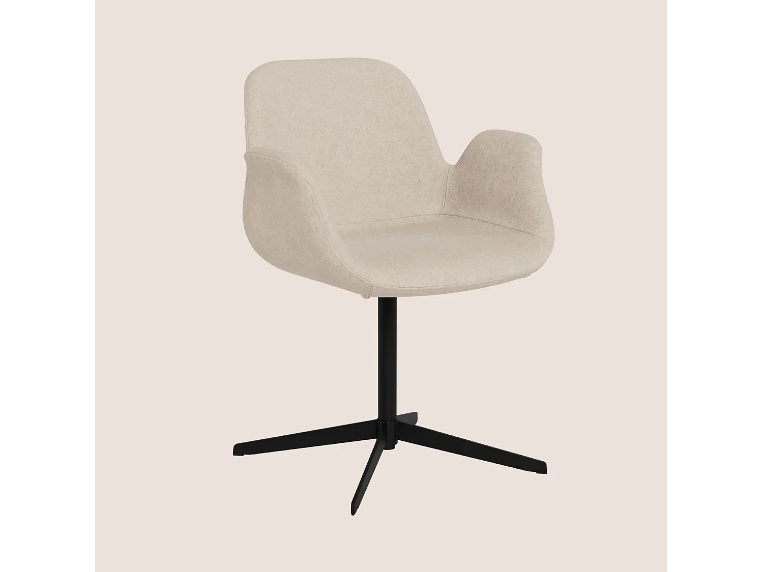 Fauteuil de salle à manger pivotant à accoudoirs beige clair - BETINA