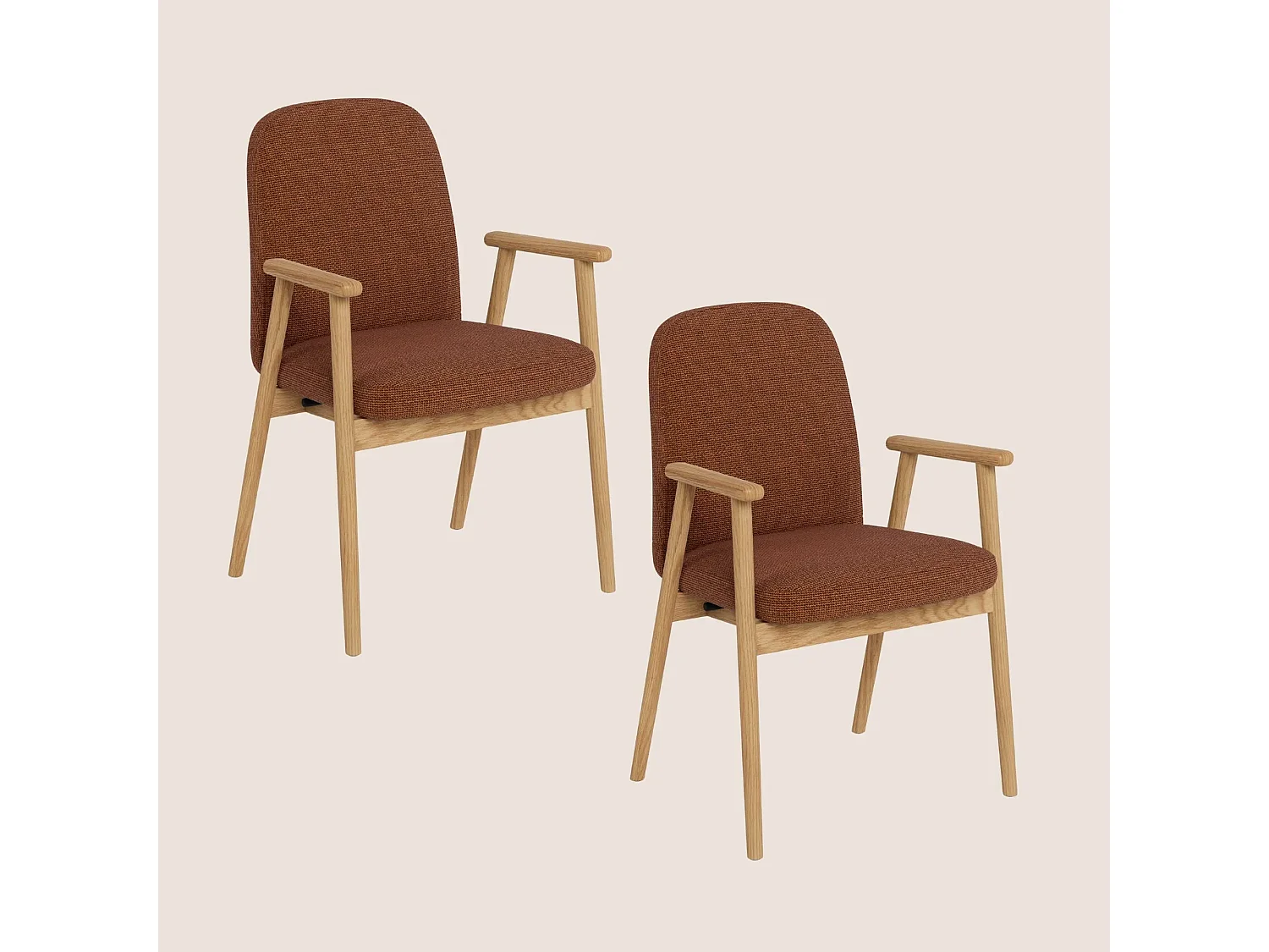 Chaises scandinaves en tissu terracotta et chêne (lot de 2) - ALVINA