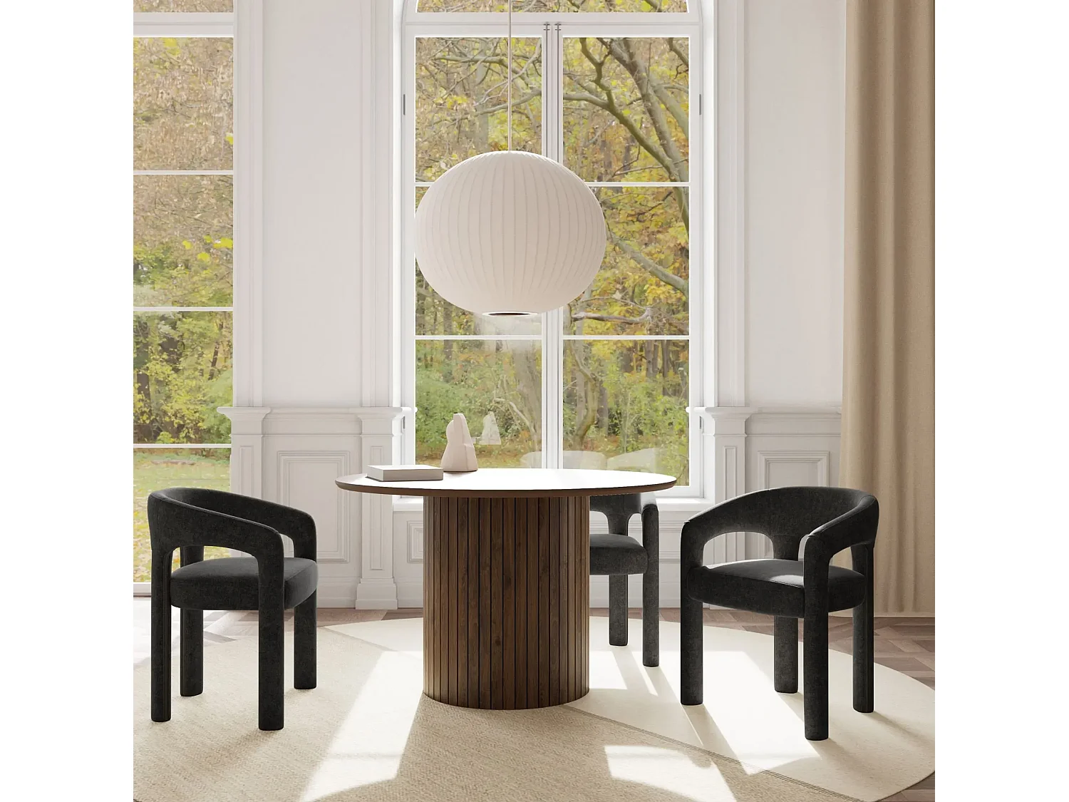 Fauteuil de salle à manger à accoudoirs en tissu - ARTEMIS