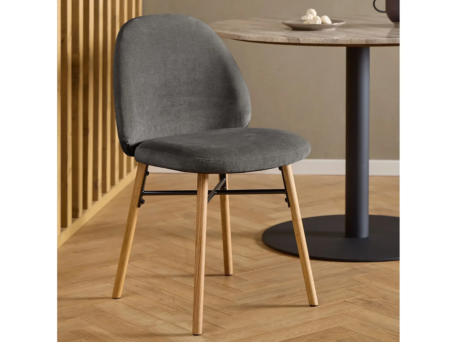 Chaise scandinave grise en tissu (lot de 2) - SYBILLE