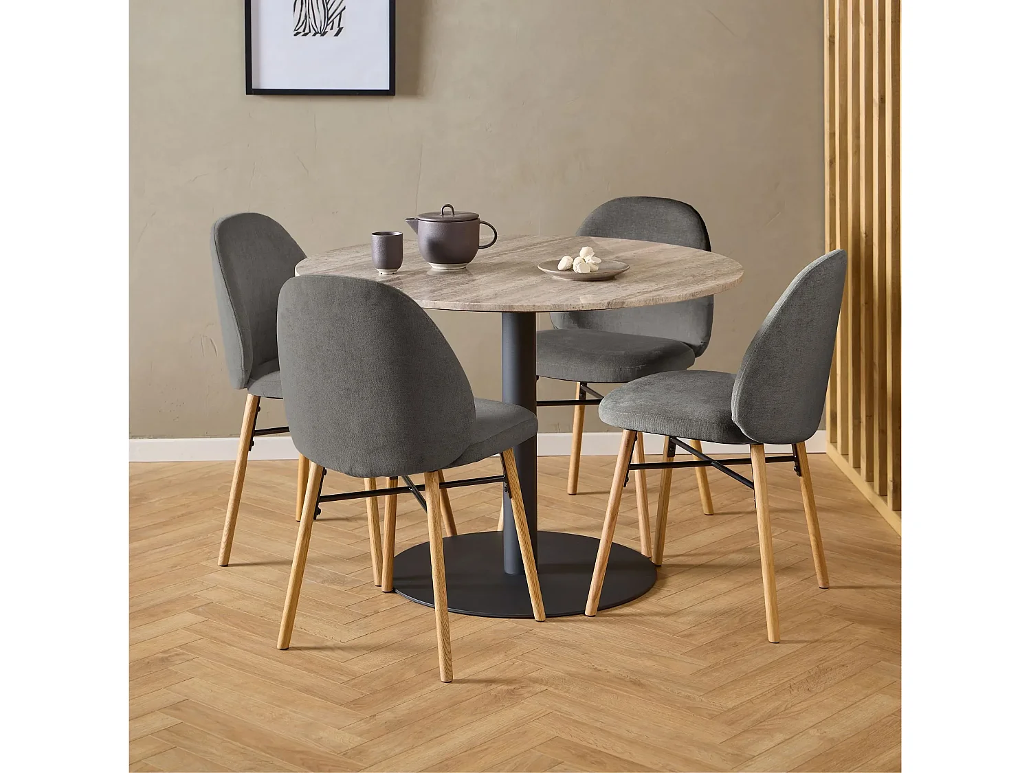 Chaise scandinave grise en tissu (lot de 2) - SYBILLE