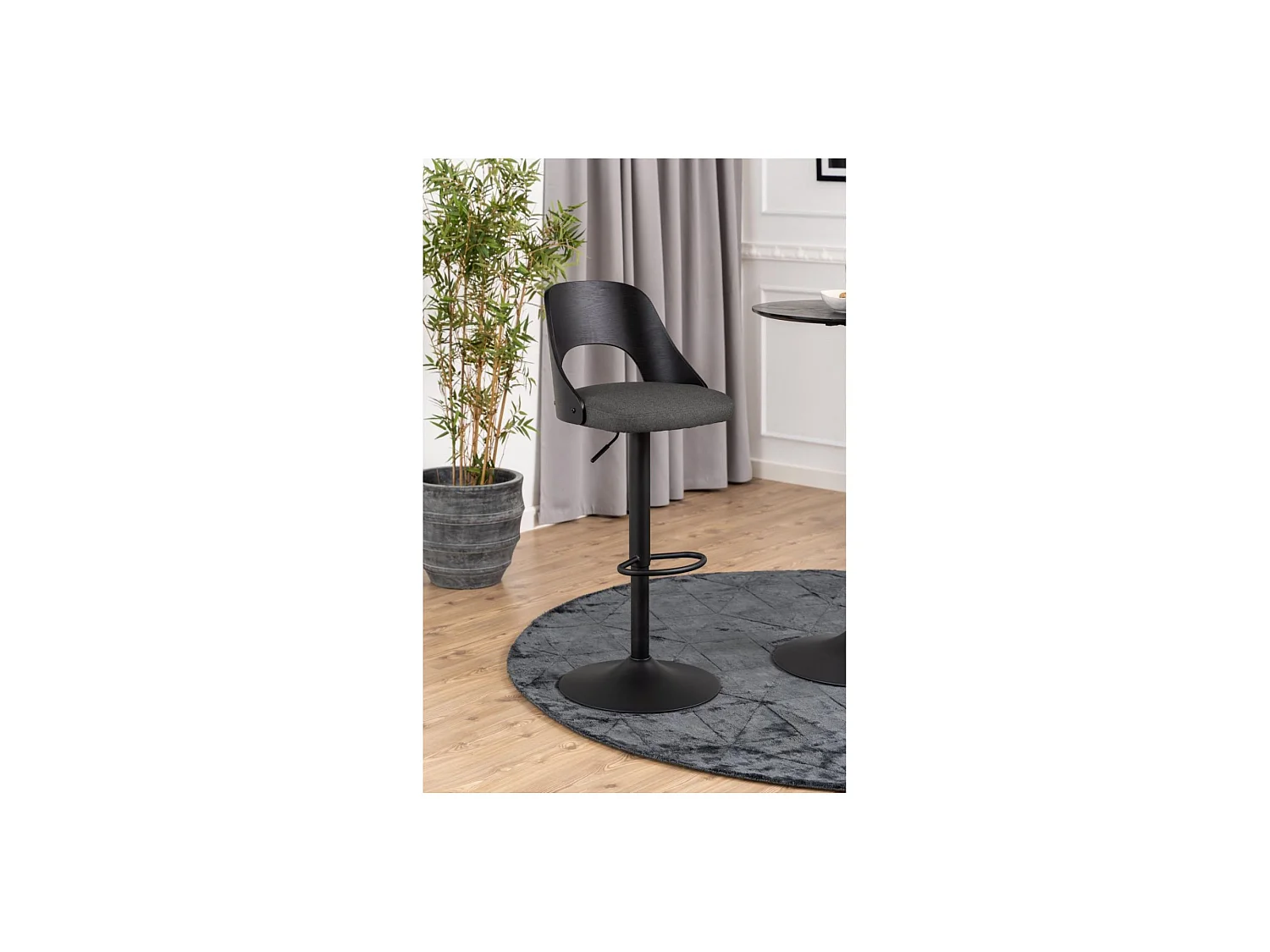 Tabourets de bar piétement métal noir assise tissu (lot de 2) - LUCKI