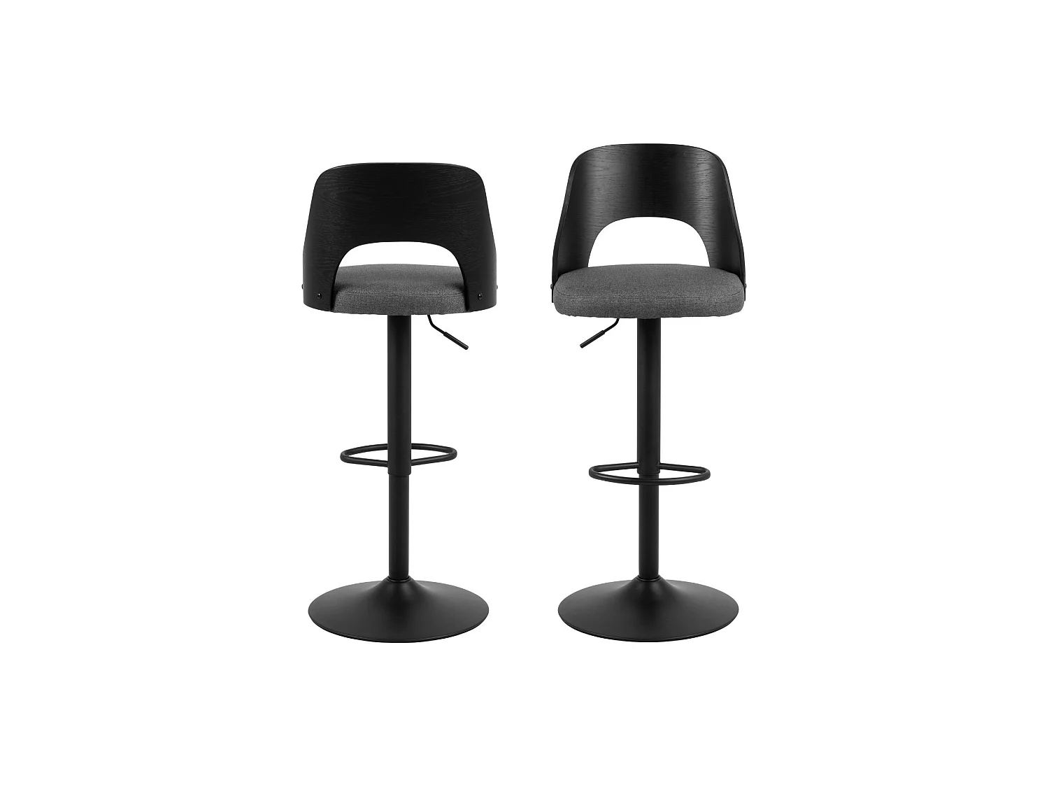 Tabourets de bar piétement métal noir assise tissu (lot de 2) - LUCKI