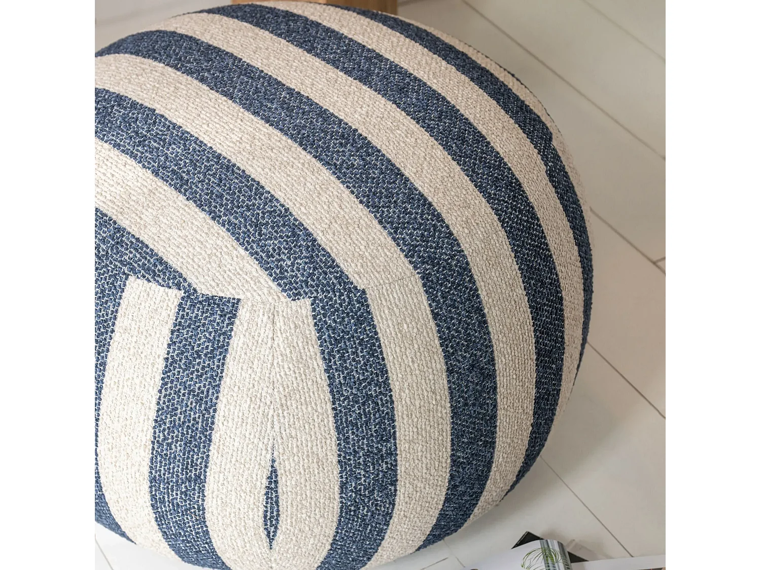 Pouf carré en tissu à rayures - AZUR