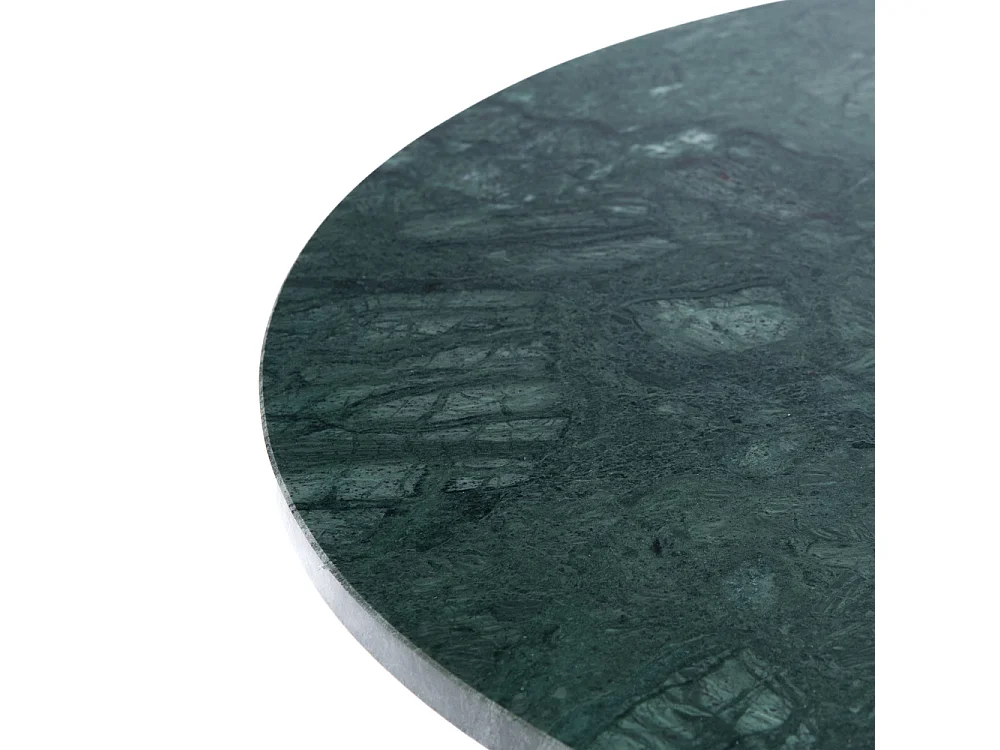 Bout de canapé rond en marbre vert et aluminium Ø55 cm