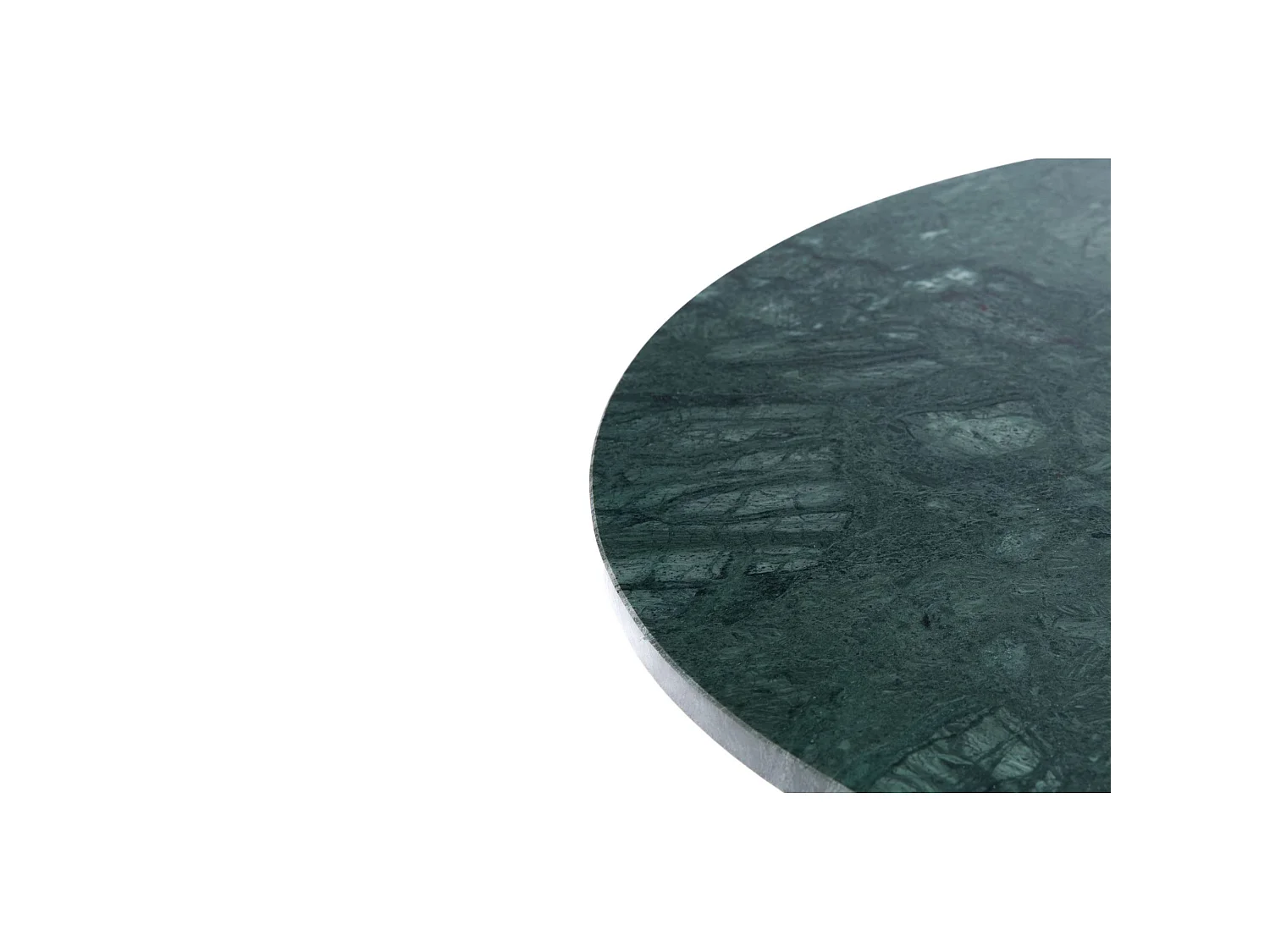 Bout de canapé rond en marbre vert et aluminium Ø55 cm
