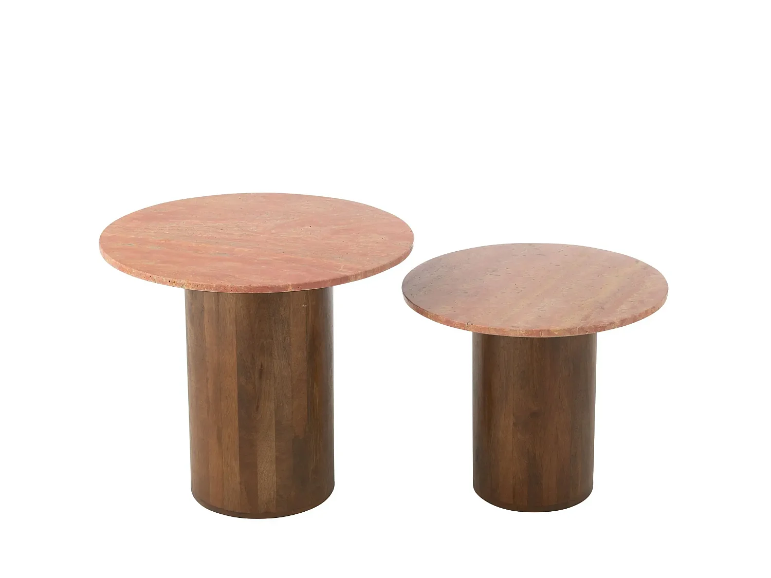 Tables basses en marbre terracotta et pied bois D56 (set de 2) - ASO