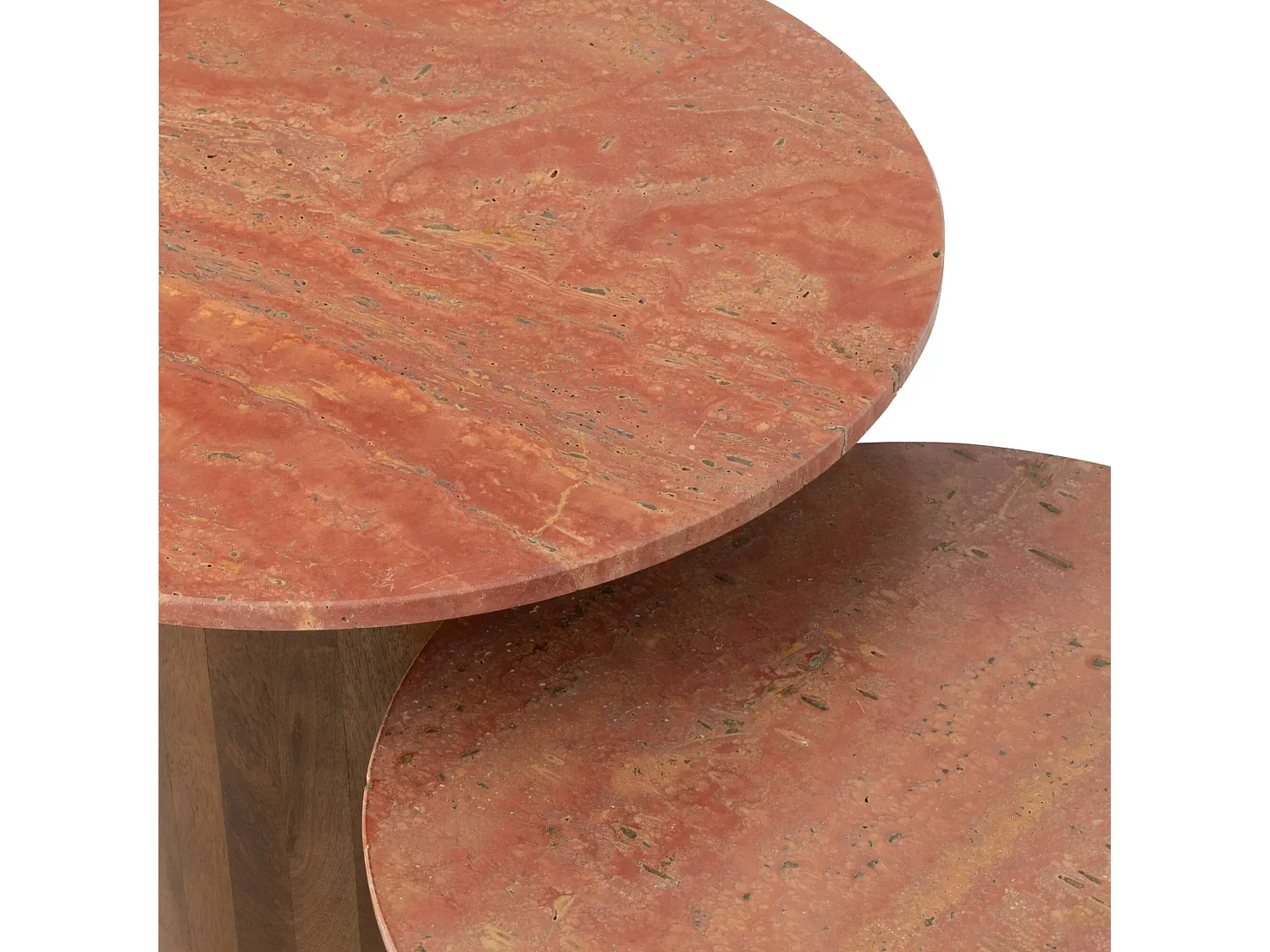 Tables basses en marbre terracotta et pied bois D56 (set de 2) - ASO